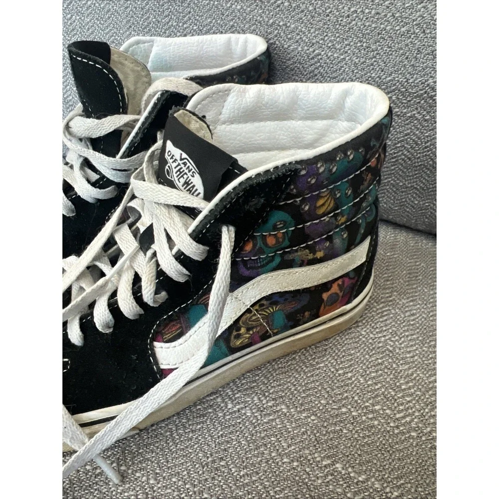 Vans Sk8-Hi Canvas Trippy Drip Skull Mushroom High Top Shoes Men 4.0 Women 5.5